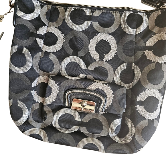 Coach Kristin Y2k Jaquard Fabric Embroidered OP Art Hobo Shoulder Bag - Picture 3 of 9